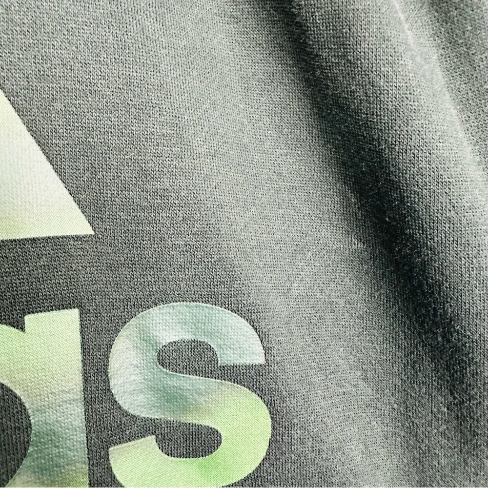 Adidas Men's Black and Green Camouflage Logo Printed French Terry Hoodie